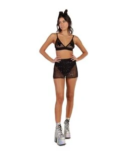 Holo Star Mini Skirt 13 Holo Star Mini Skirt -I Hear Raves Womens Bottoms Holo Star Mini Skirt full