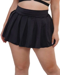 See U After Class Pleated Mini Skirt -I Hear Raves Womens Bottoms See U After Class Pleated Mini Skirt Black Cuve1 front